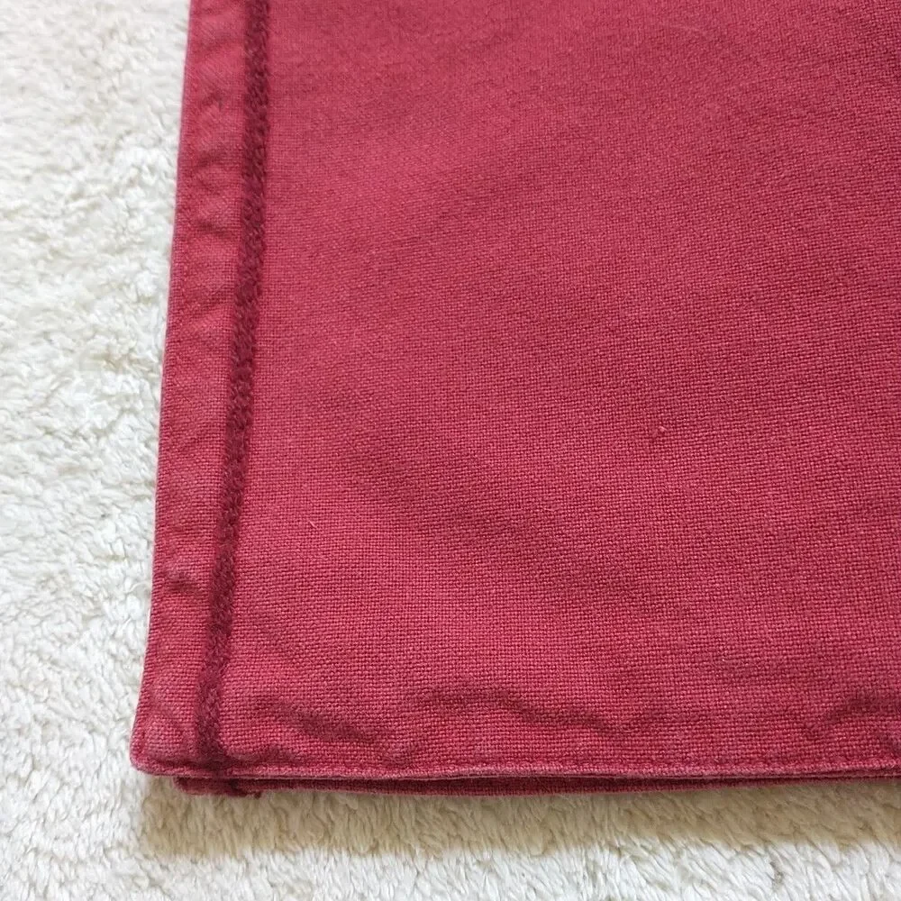 Williams Sonoma Table Runner Red Embroidered Soutache Cotton 15x82